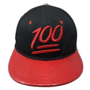 New League Snapback Hat Black Red One Size Snakeskin Brim 100 Emoji Embroidery